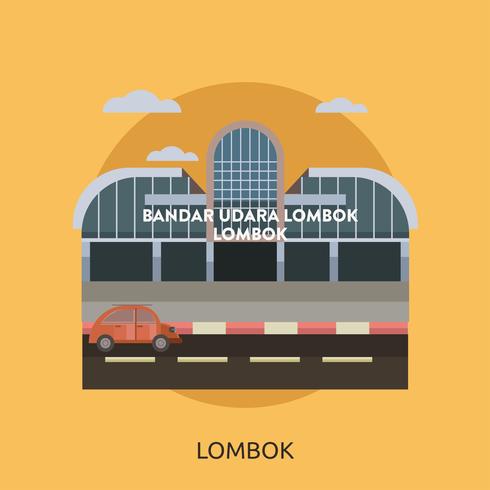 Progettazione concettuale dell&#39;illustrazione di Lombok City of Indonesia vettore