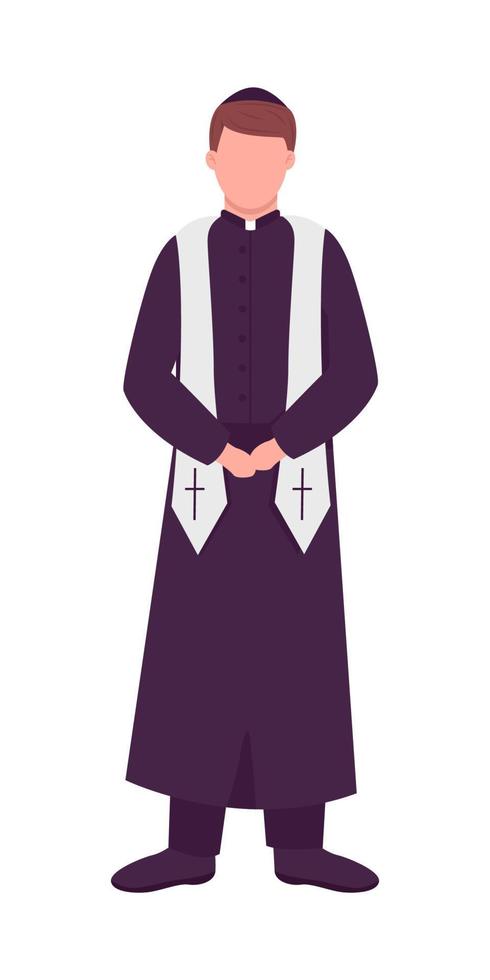 sacerdote in vesti nere carattere vettoriale semi piatto a colori