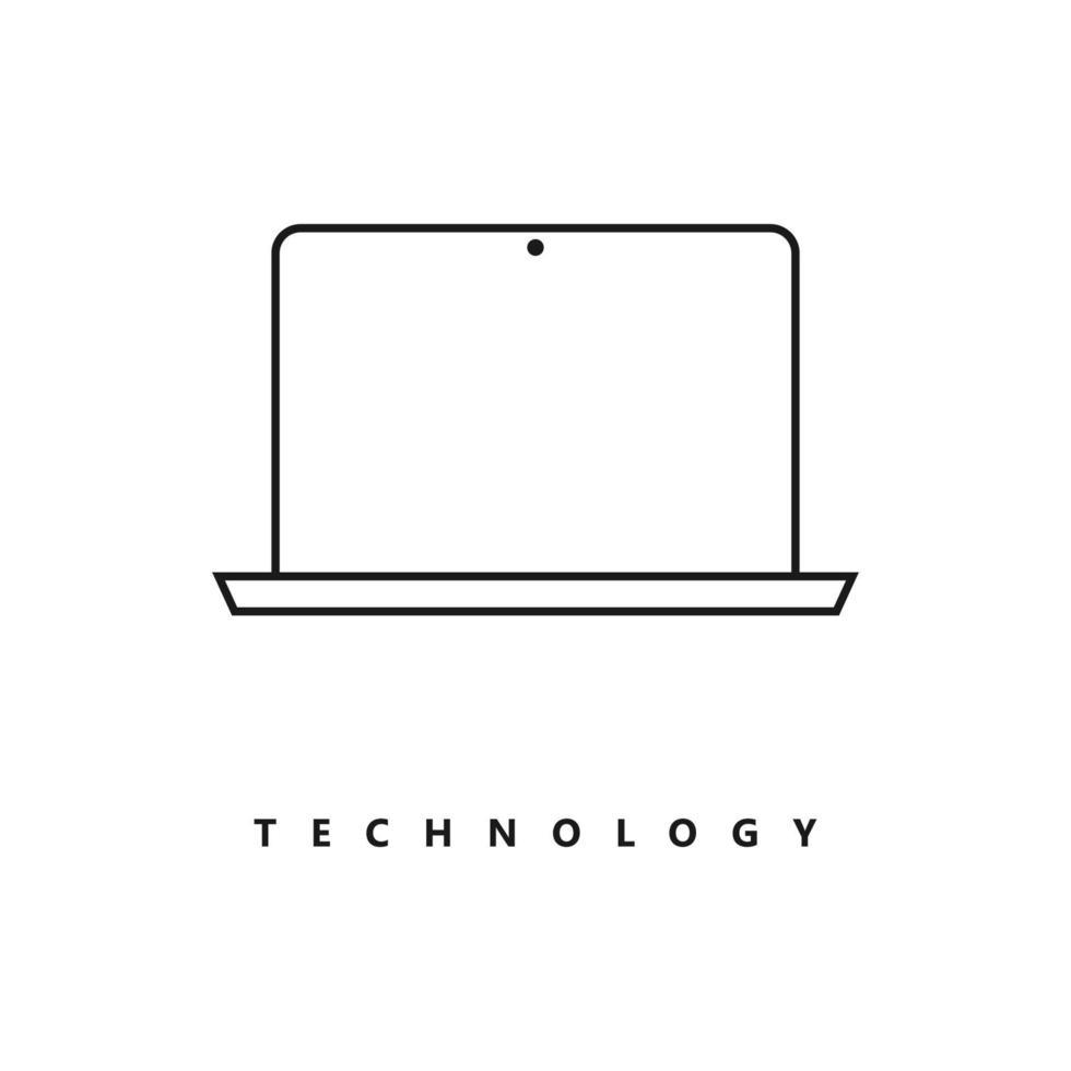 illustrazione grafica vettoriale del logo del computer portatile di linea. perfetto da utilizzare per l'azienda tecnologica