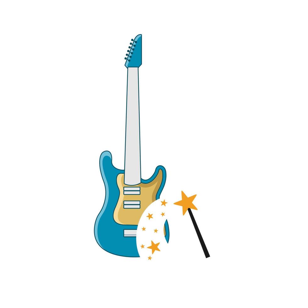 illustrazione grafica vettoriale del logo della chitarra magica. perfetto da usare per la compagnia musicale