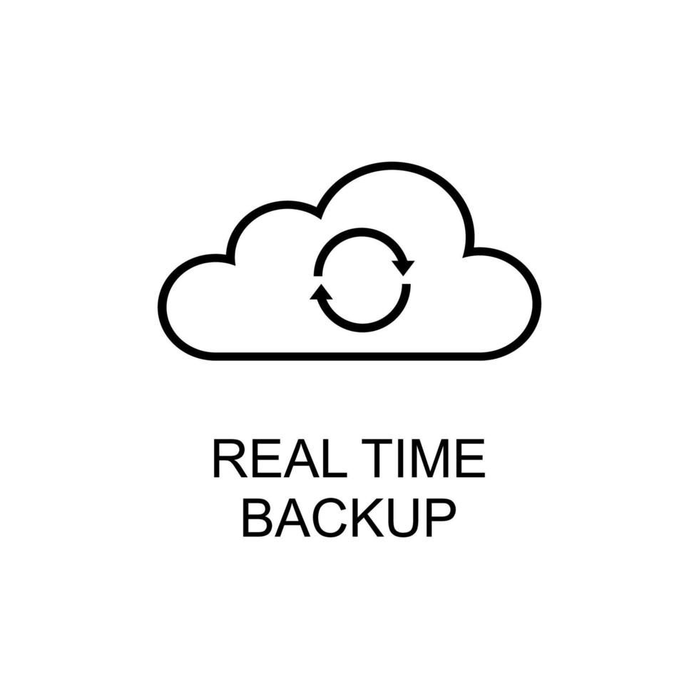 icona di backup in tempo reale. icona di backup in tempo reale piatto vettoriale alla moda su sfondo bianco, illustrazione vettoriale può essere utilizzata per il web e mobile