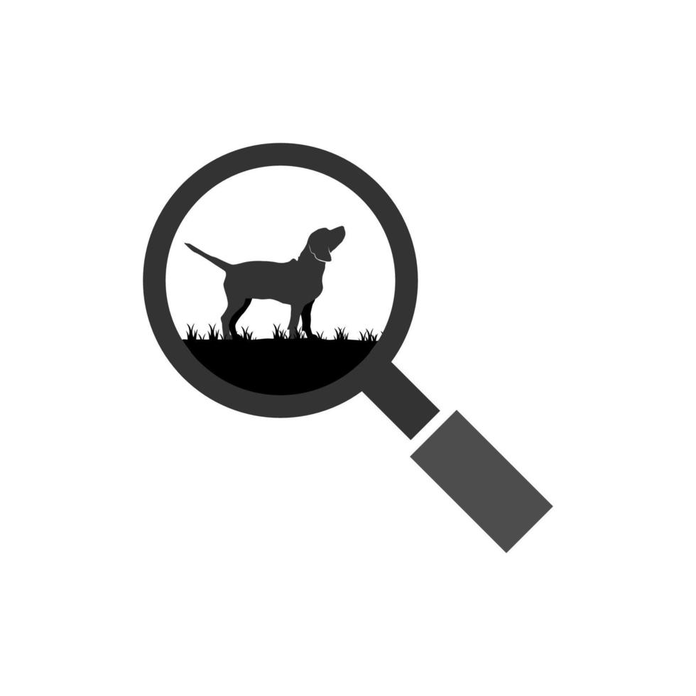 illustrazione grafica vettoriale del logo di ricerca del cane beagle. perfetto da utilizzare per l'azienda tecnologica