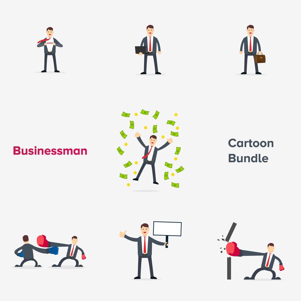 illustrazione grafica vettoriale del pacchetto cartone animato uomo d'affari