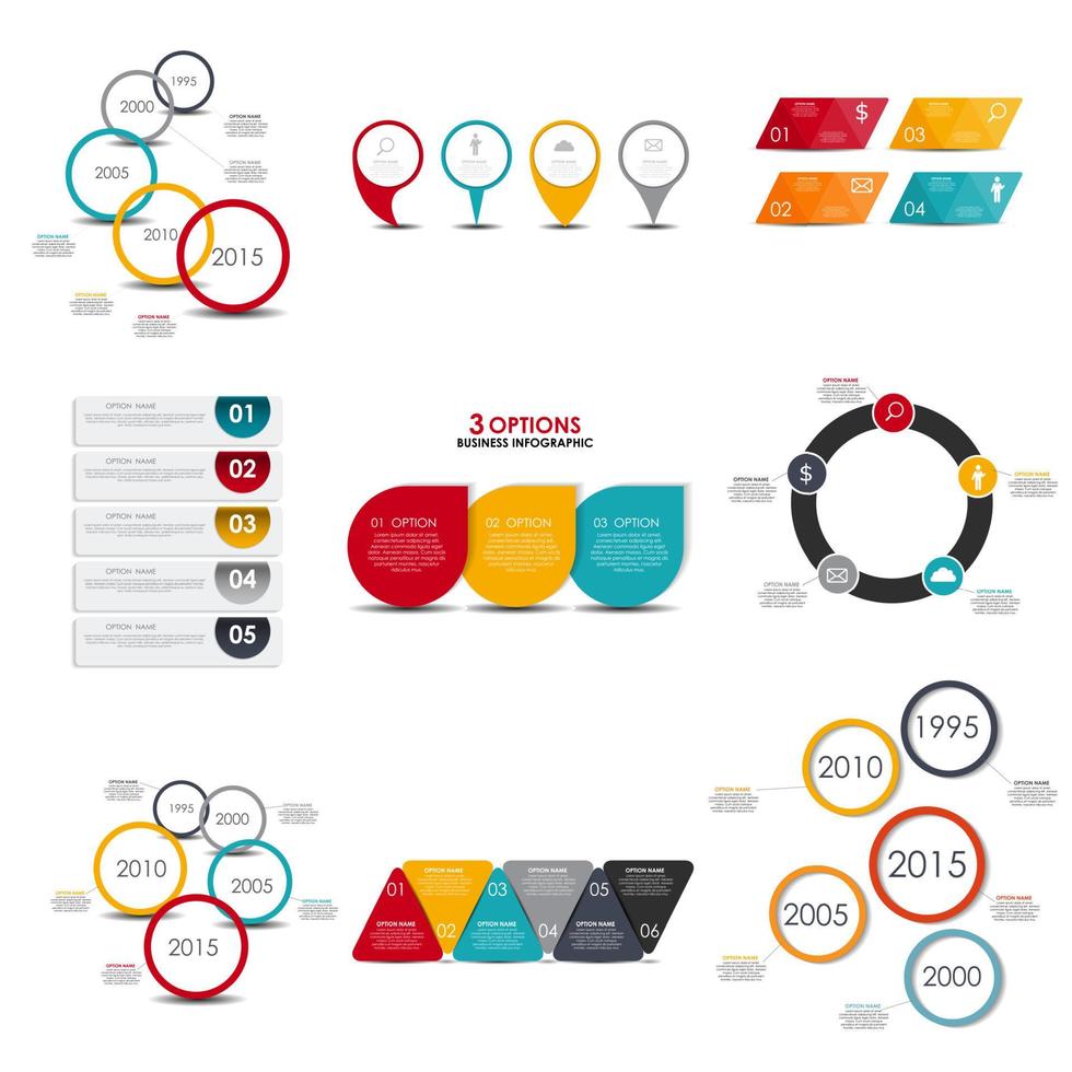 raccolta di modelli di infografica per l'illustrazione vettoriale aziendale