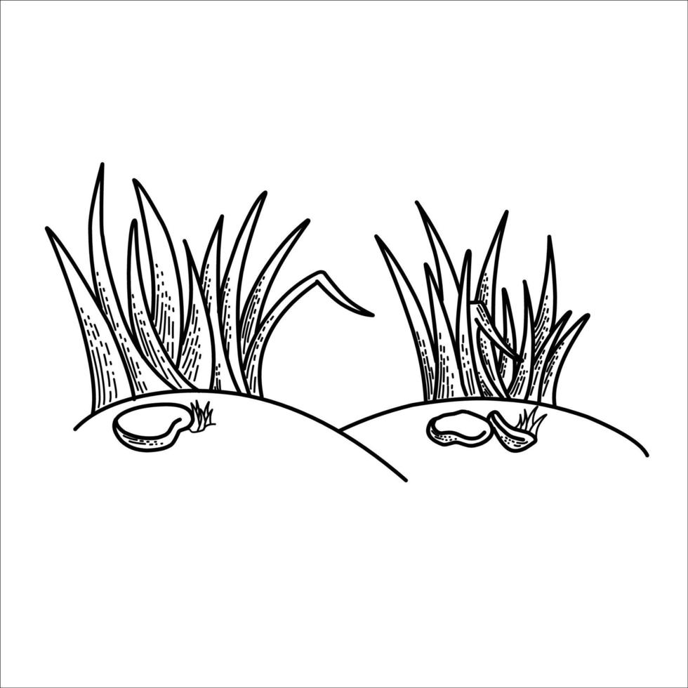 schizzo del disegno della siluetta di vettore dell'erba