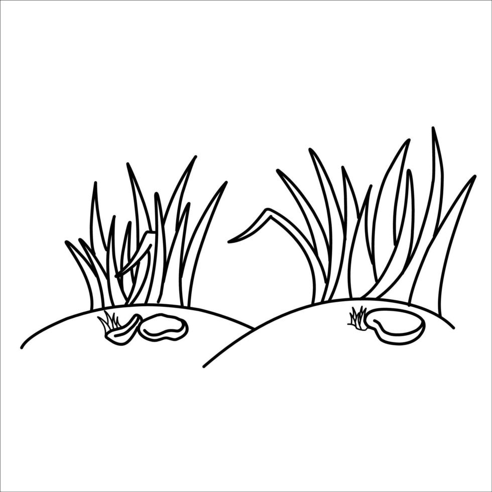 schizzo del disegno della siluetta di vettore dell'erba