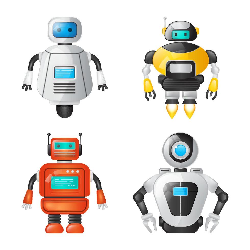 set di 4 illustrazioni di robot vettore