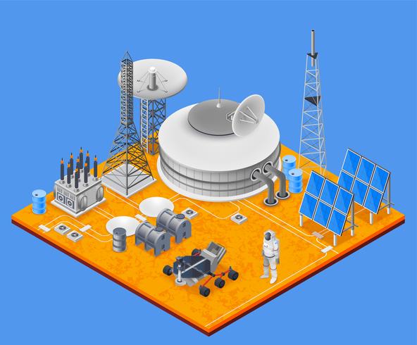 Concetto isometrico della stazione spaziale vettore