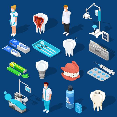Set di elementi di lavoro dentale vettore