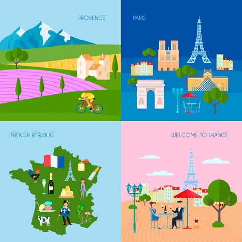 Set di icone di concetto di Francia vettore