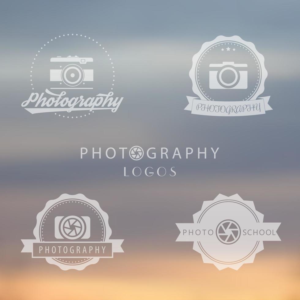 loghi di fotografia, scuola di fotografia, logo del fotografo, emblemi, segni di fotografia, distintivi, illustrazione vettoriale