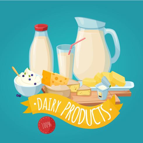 Poster di prodotti lattiero-caseari vettore