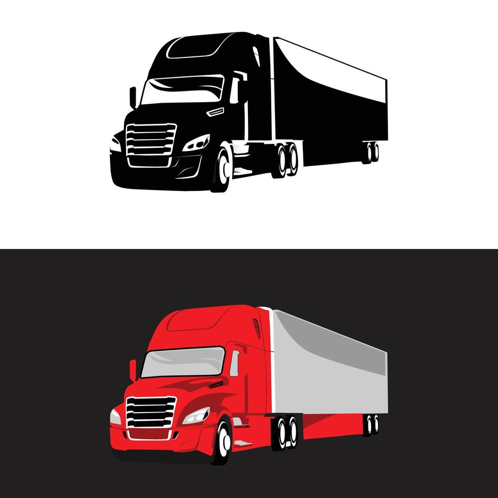 vettore di camion per modello di logo su sfondo bianco e nero