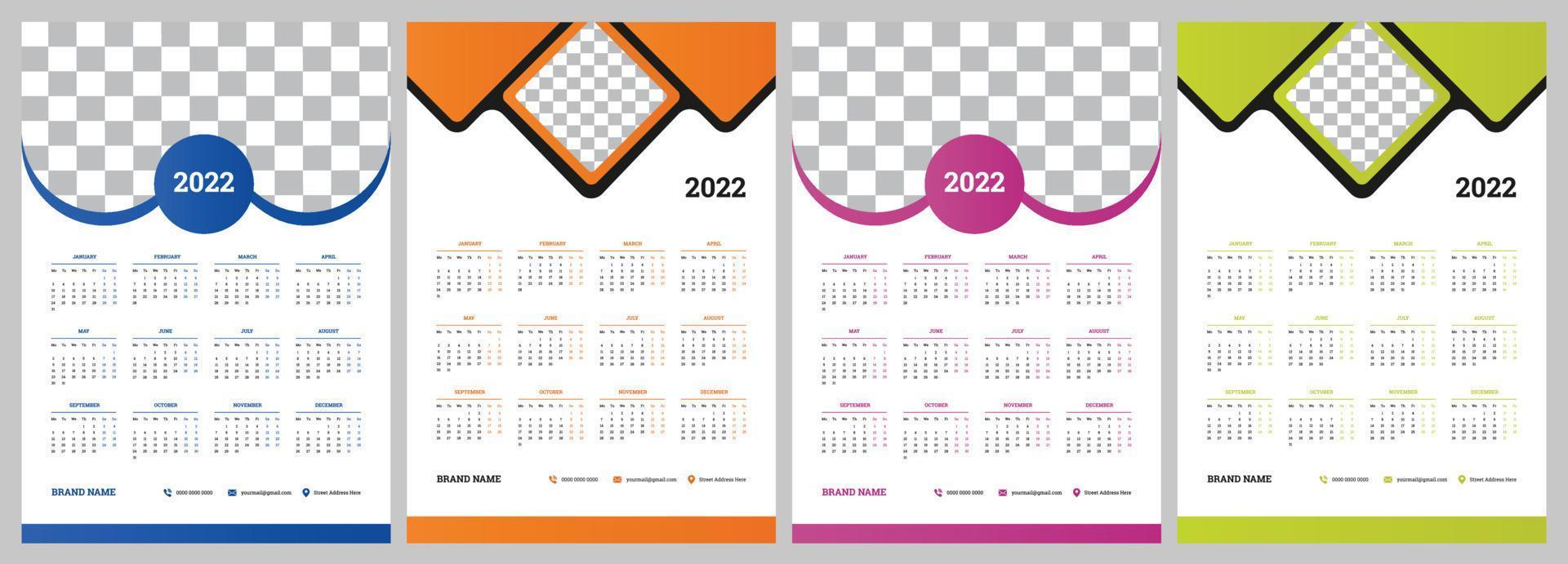 modello di progettazione del calendario 2022 calendario 2022 design aziendale nuovo anno 2022 calendario design vettore