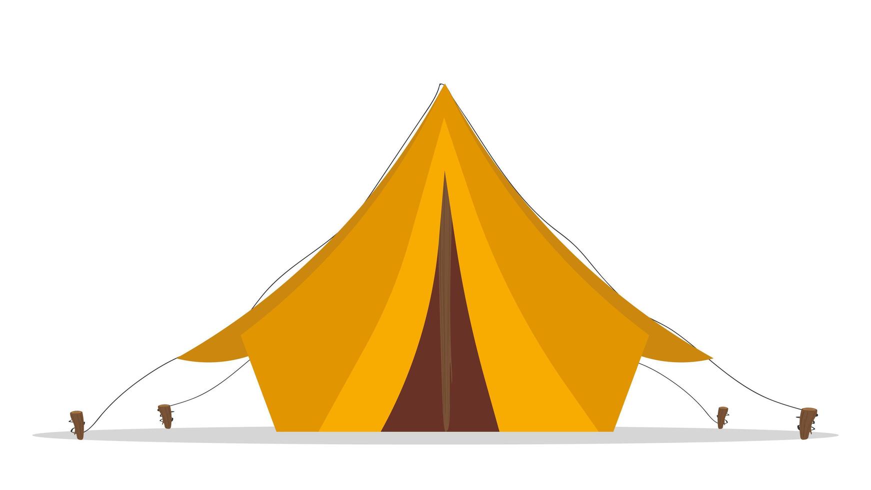 tenda da campeggio gialla. Isolato su uno sfondo bianco. vettore. vettore