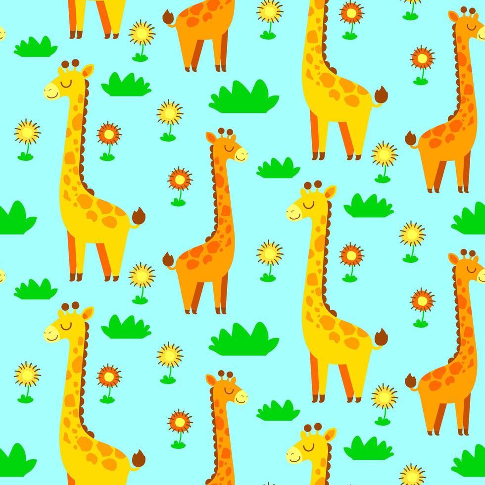 carino, piccolo, giraffa, cartone animato, seamless, modello, vettore, illustration vettore