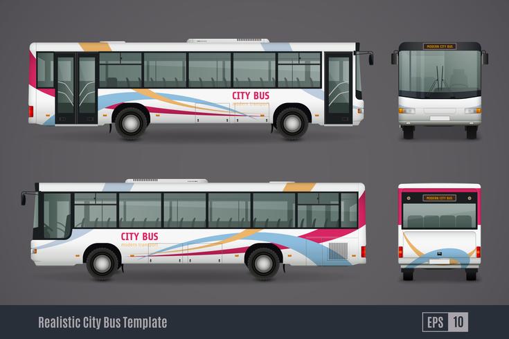 Immagini realistiche colorate del bus della città vettore