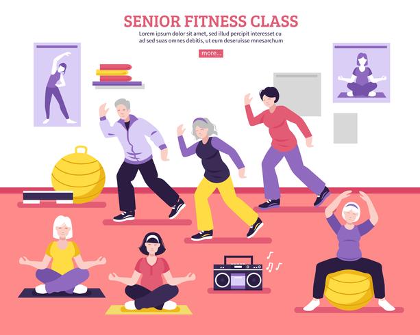 Poster piatto di classe Fitness Senior vettore