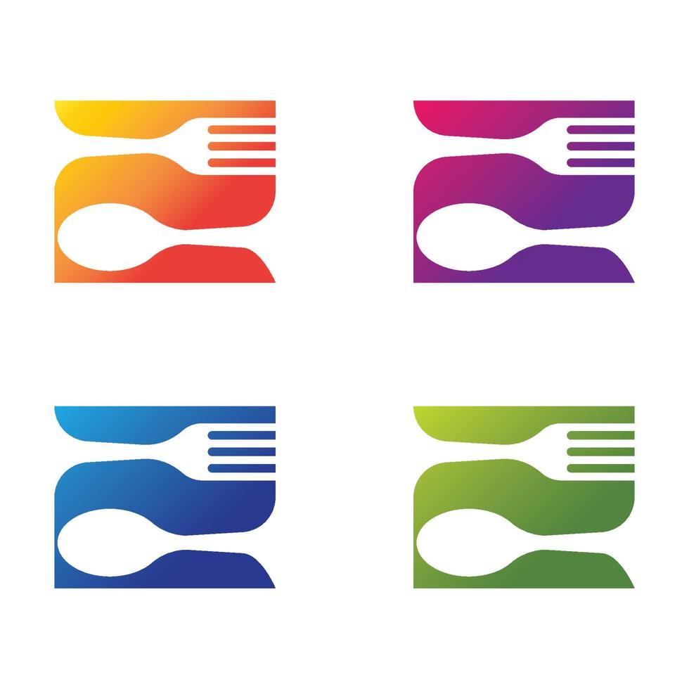 cucchiaio e forchetta logo modello icona vettore
