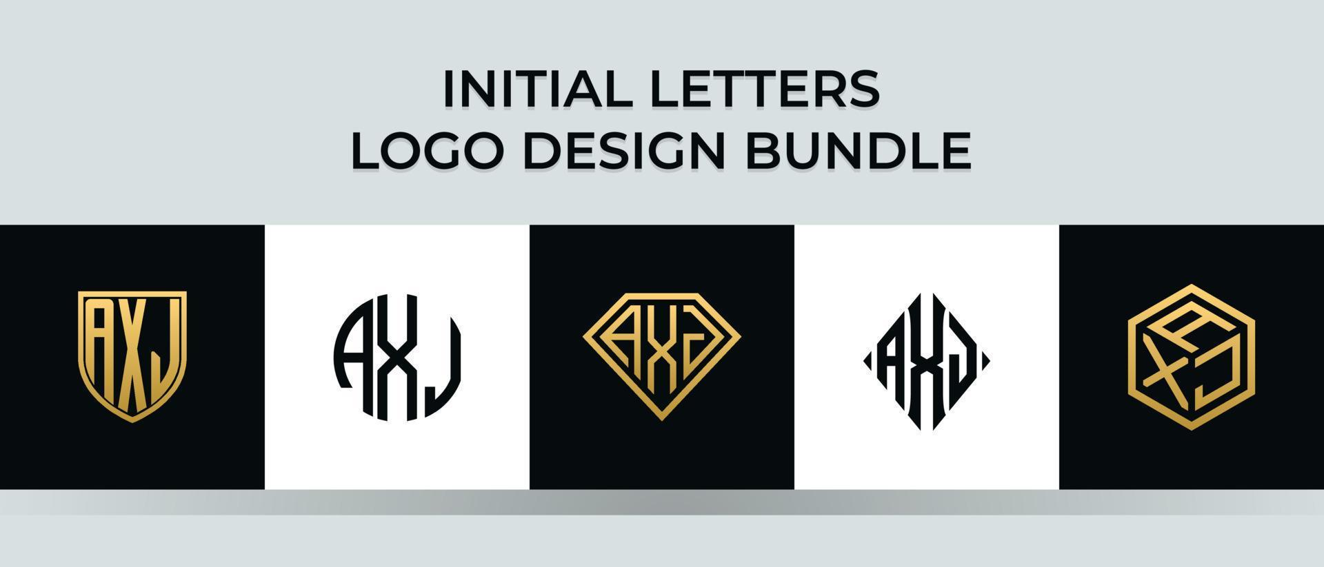 lettere iniziali axj logo design bundle vettore