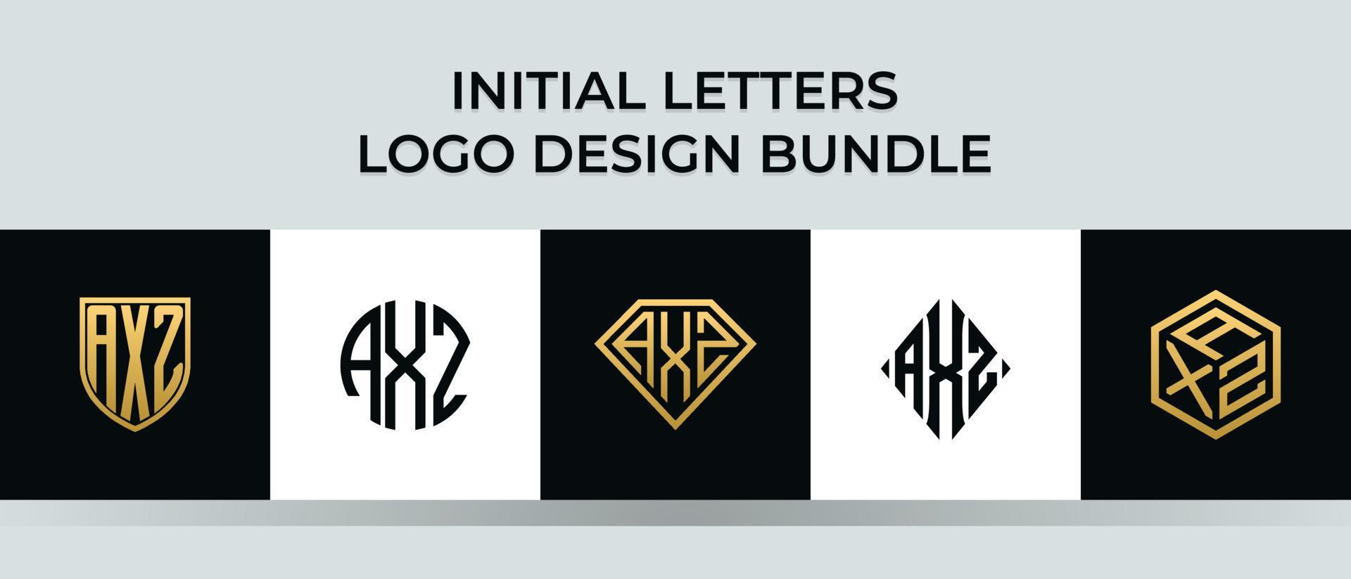 lettere iniziali axz logo design bundle vettore