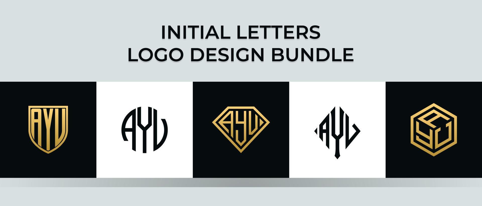 lettere iniziali ayv logo design bundle vettore