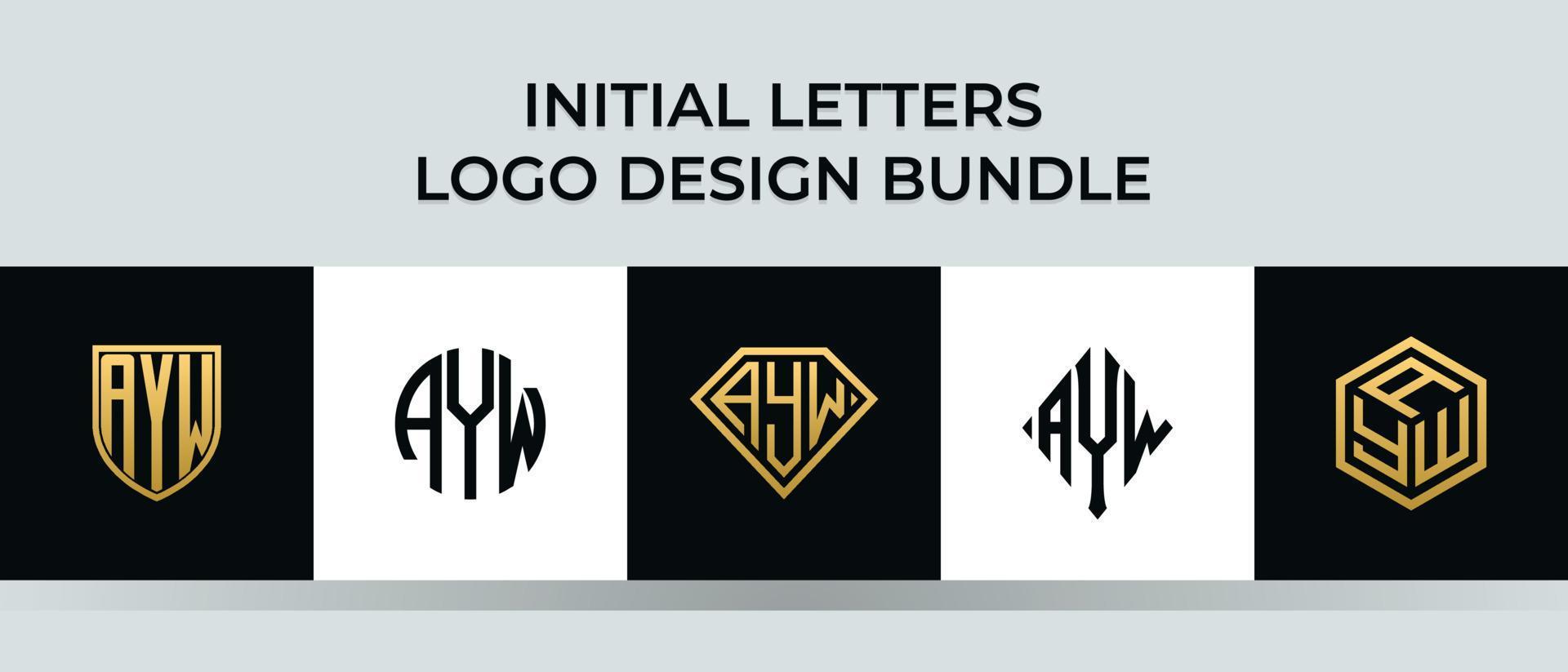 lettere iniziali ayw logo design bundle vettore