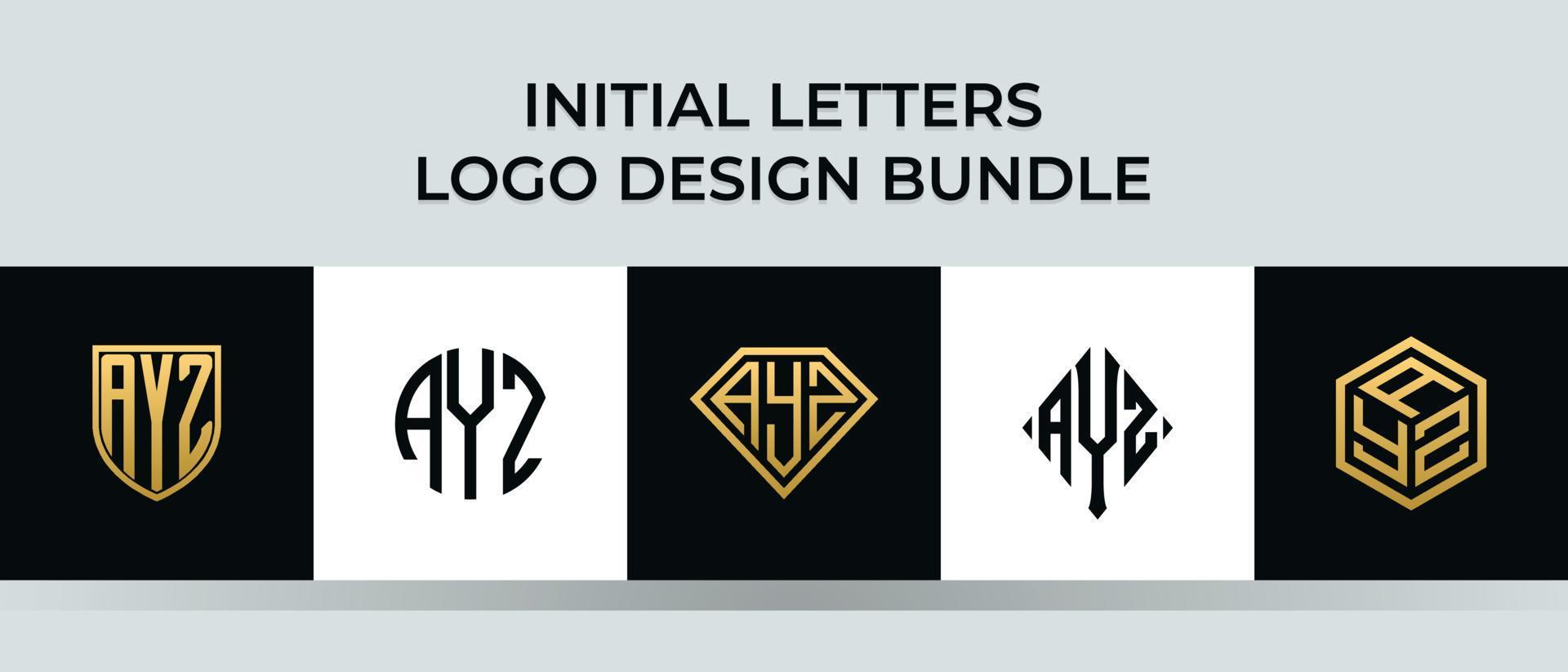 lettere iniziali ayz logo design bundle vettore