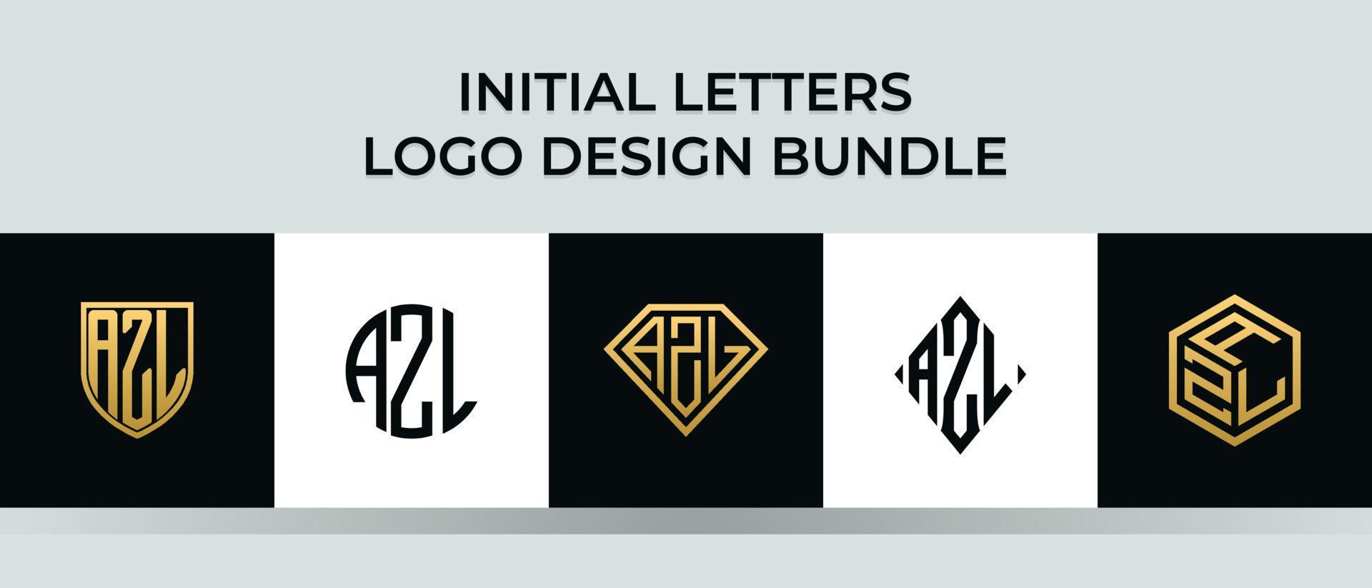 lettere iniziali azl logo design bundle vettore