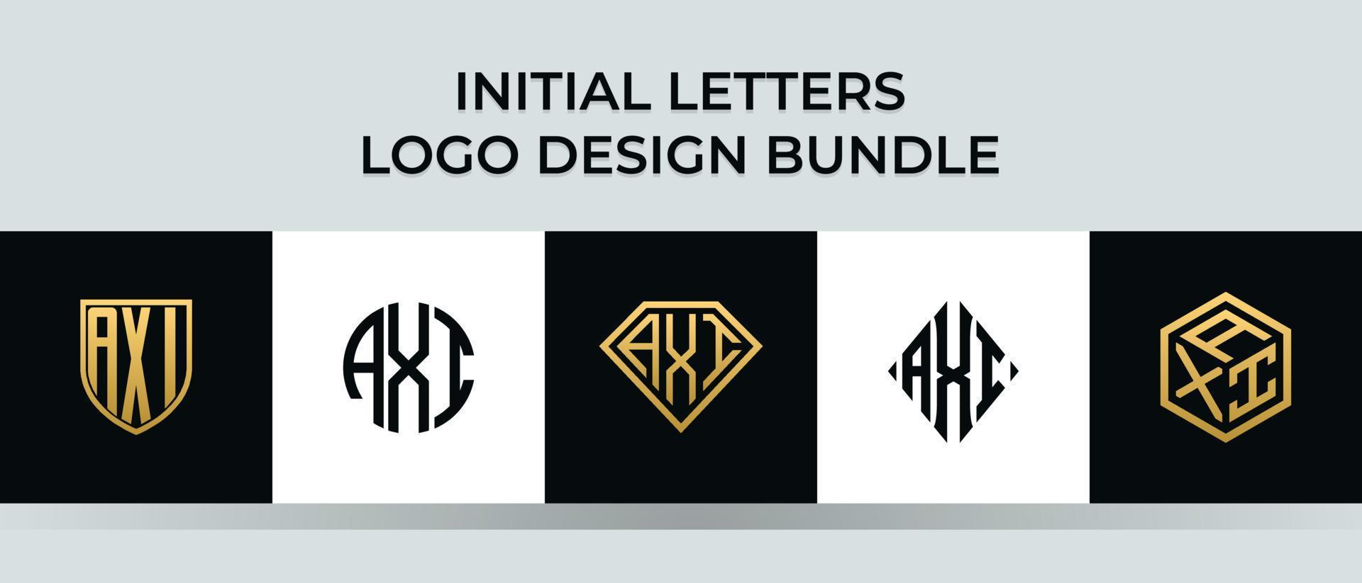 lettere iniziali axi logo design bundle vettore