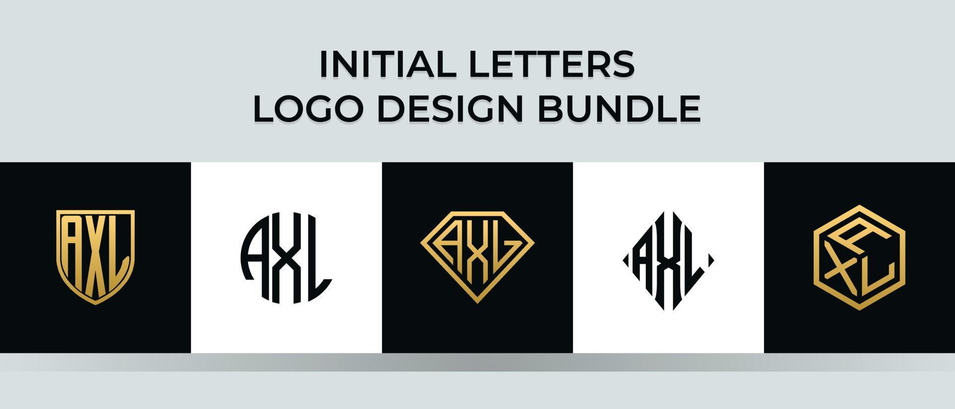 lettere iniziali axl logo design bundle vettore