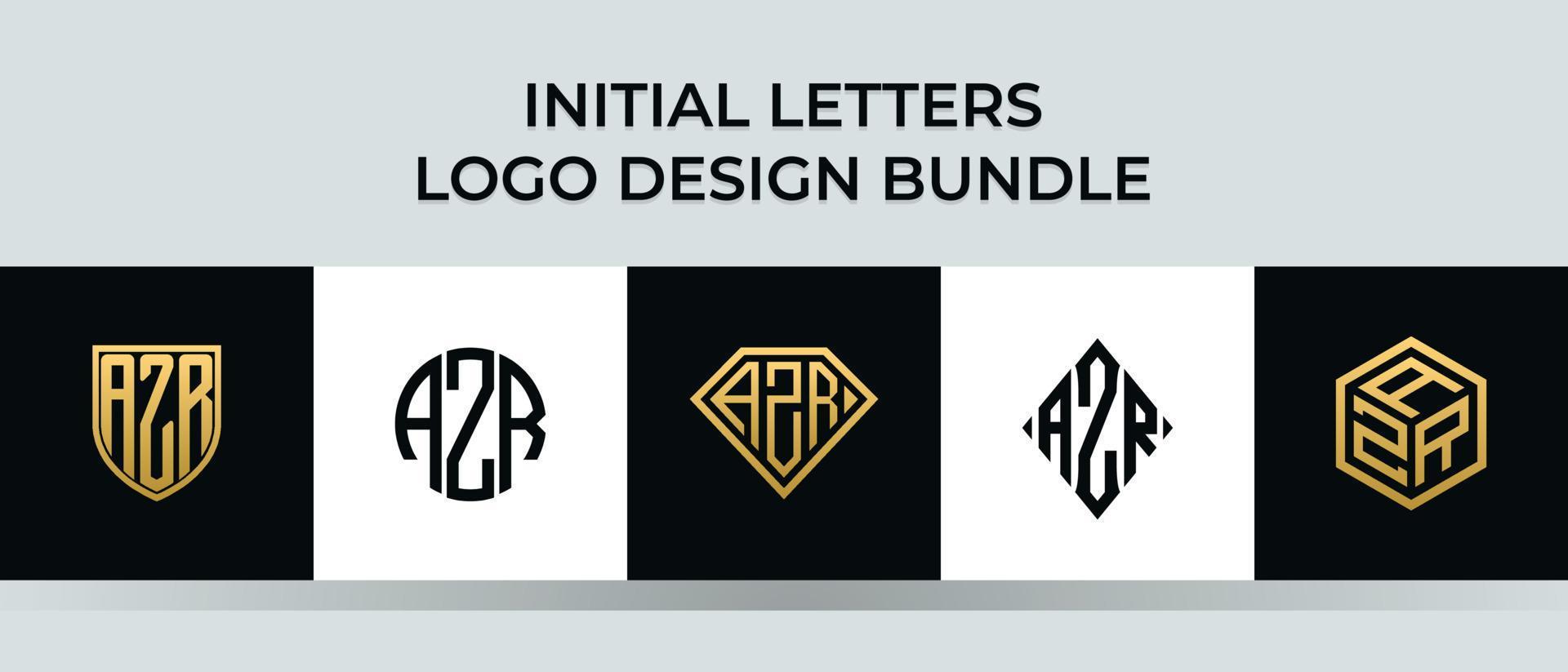 lettere iniziali azr logo design bundle vettore