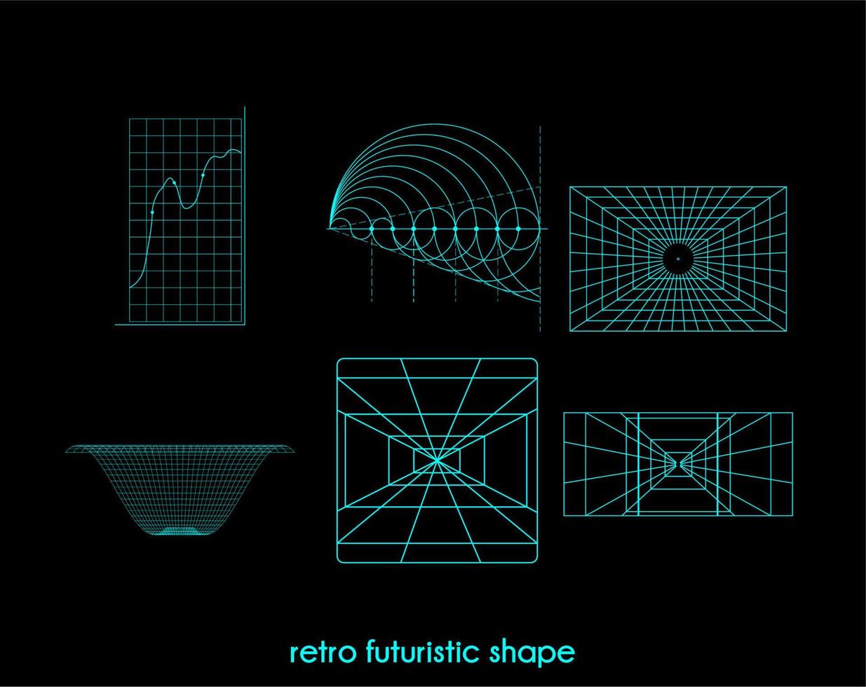 disegno vettoriale semplice forma futuristica retrò