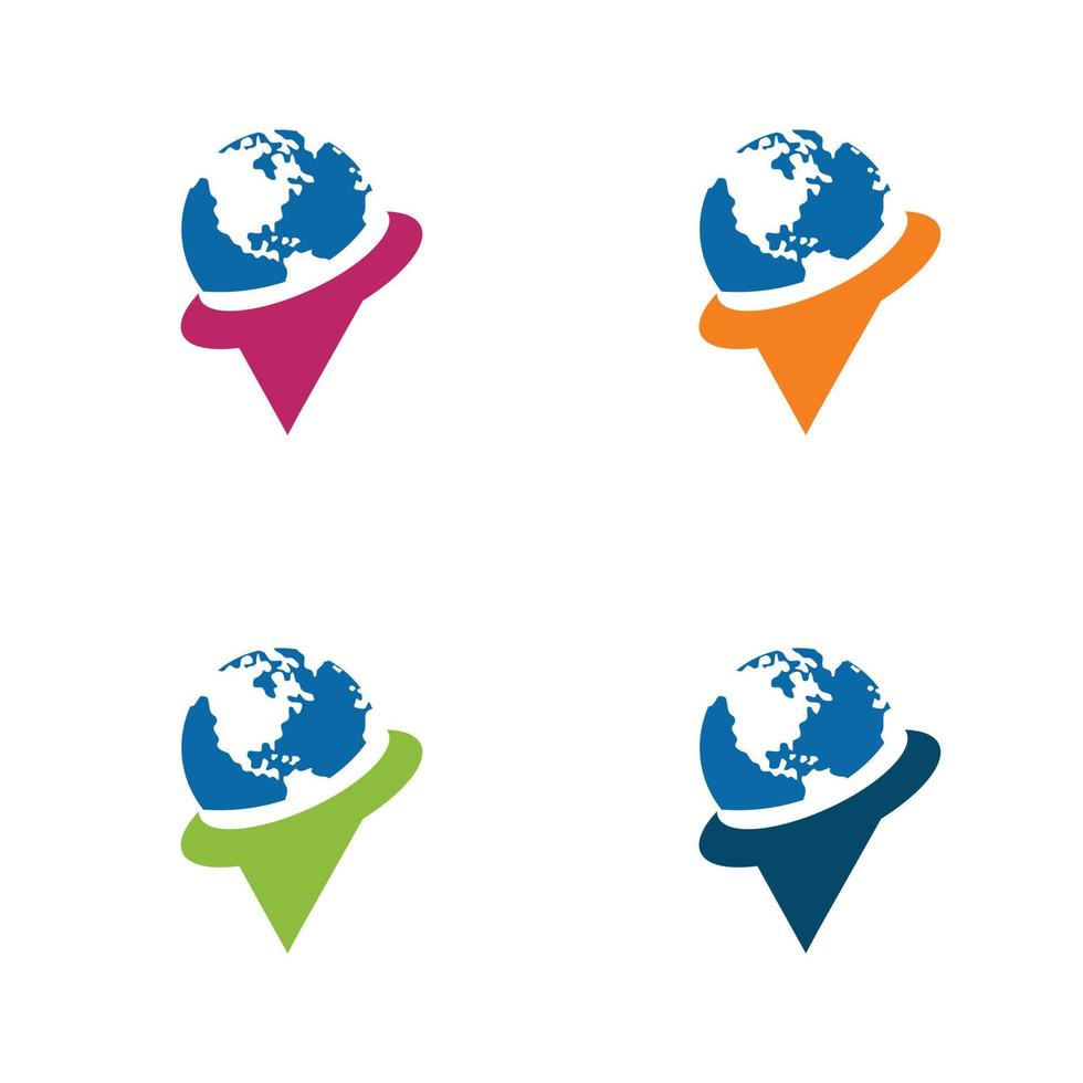 design del logo della società della terra dell'agenzia di viaggi vettore