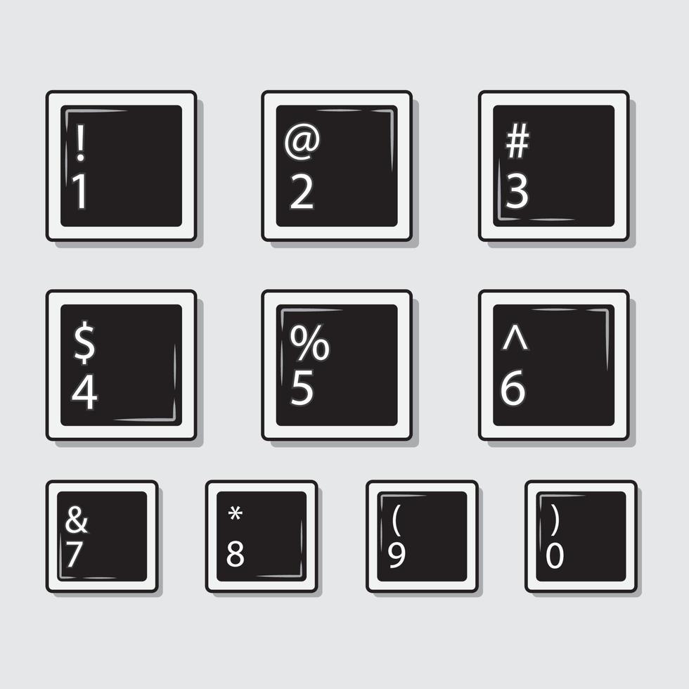 illustrazione vettoriale del numero del tasto della tastiera