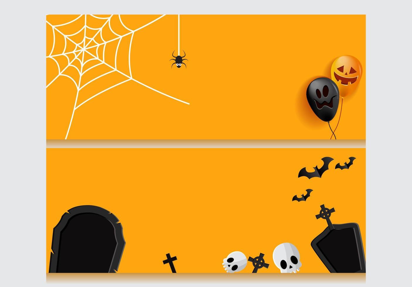 illustrazione del set di grafica vettoriale del banner del sito web di halloween