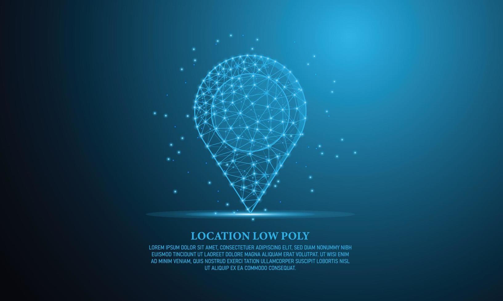concetto di navigazione low poly, posizione della mappa o pin gps da punto luminoso, colore di sfondo di vettore