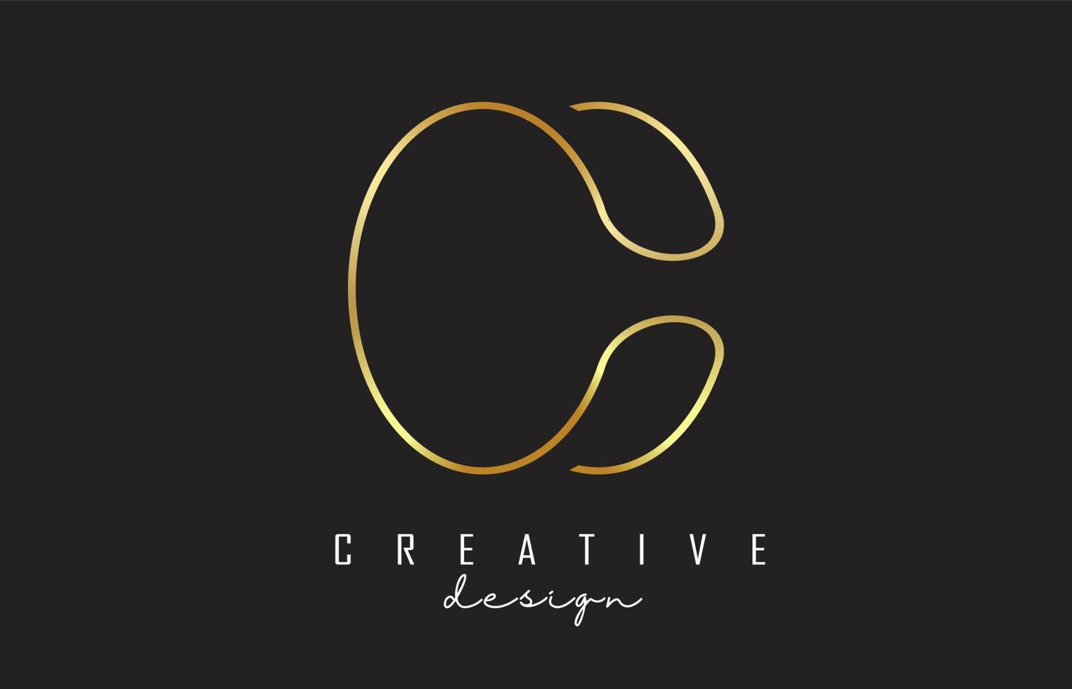 logo con lettera c monogramma cablato dorato con design di lusso. icona c dorata creativa e semplice. vettore