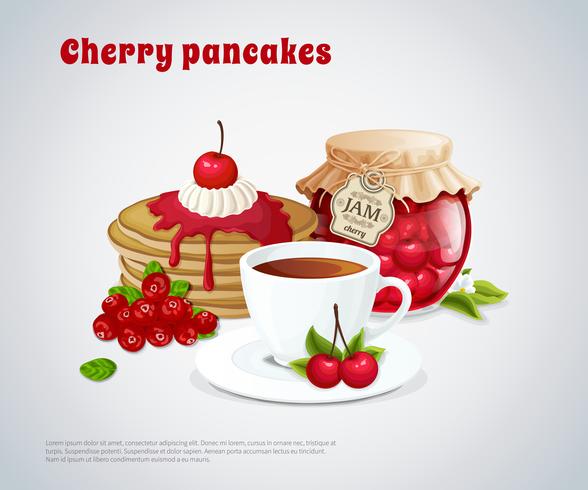 Illustrazione di Cherry Pancakes vettore