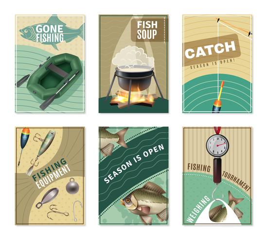 Pesca d&#39;acqua dolce 6 Poster Collezione di stampe vettore