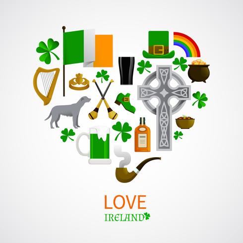 Composizione delle icone di tradizioni nazionali dell&#39;Irlanda vettore