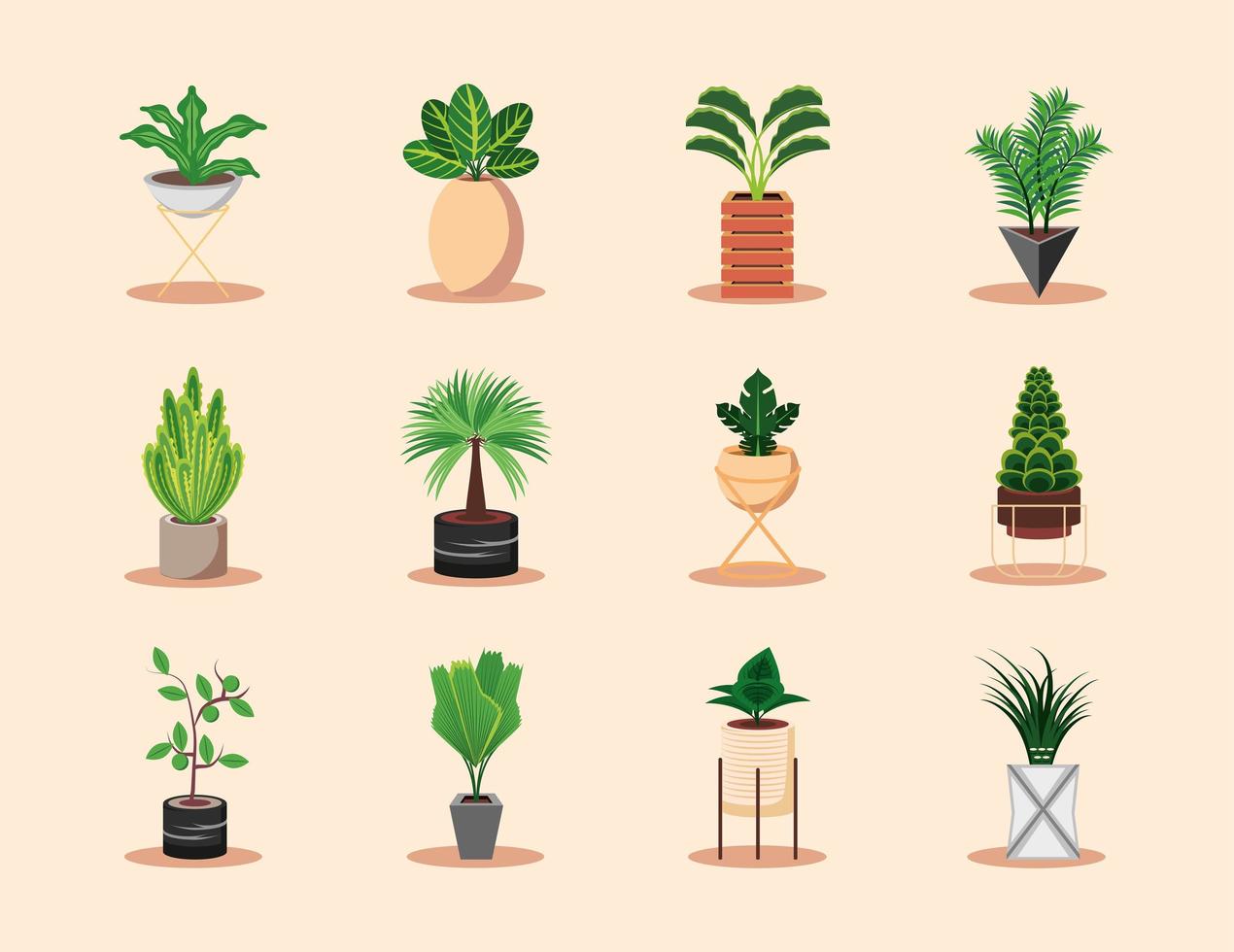 icone piante in vaso vettore