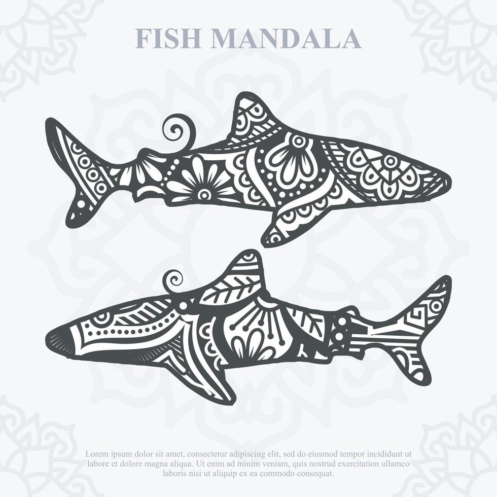 mandala di pesce. elementi in stile boho. animali disegnati in stile boho. illustrazione vettoriale. vettore