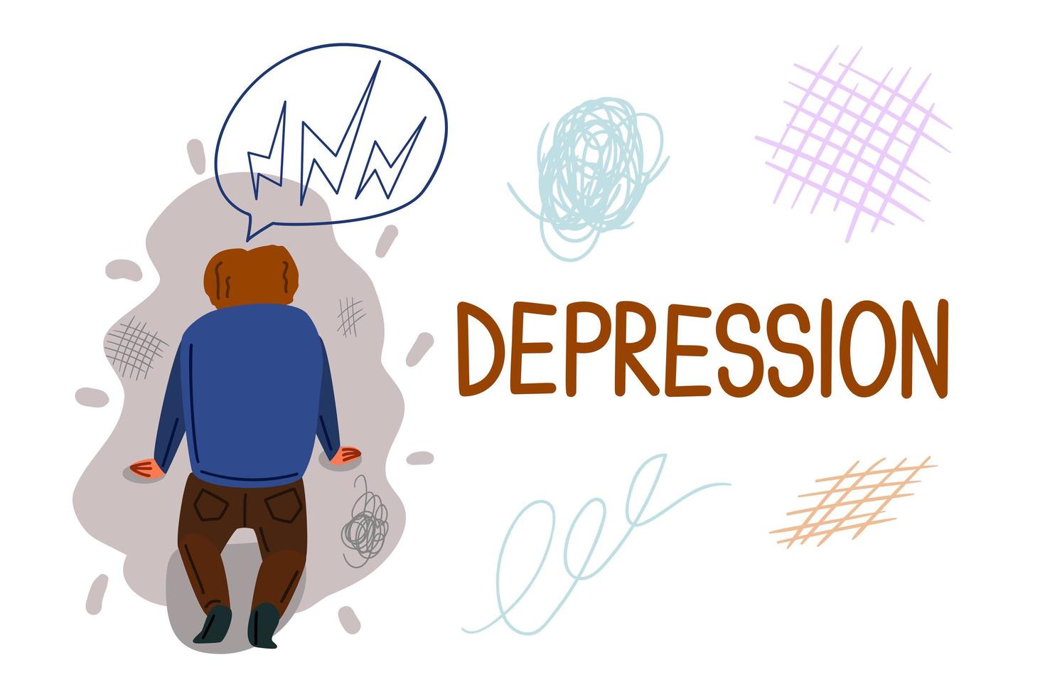 modello di vettore di banner disegnato a mano di depressione