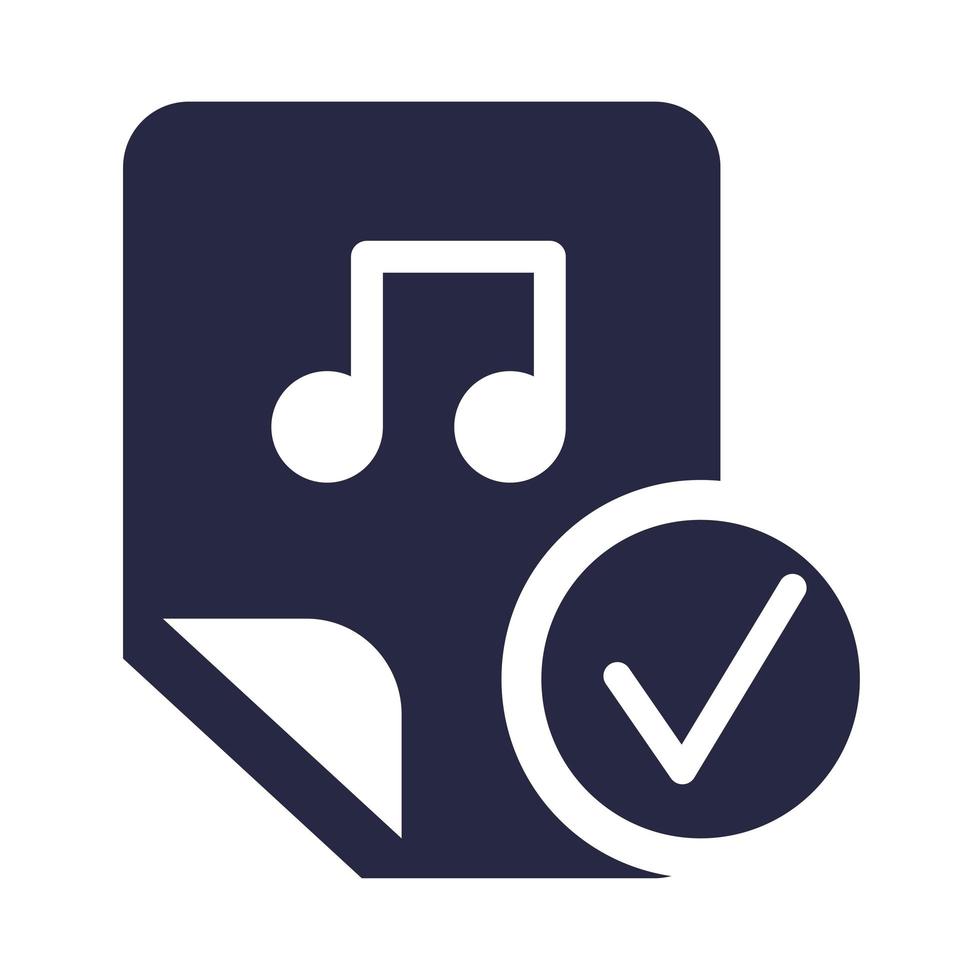 file musicale, playlist che controlla l'icona del vettore glifo