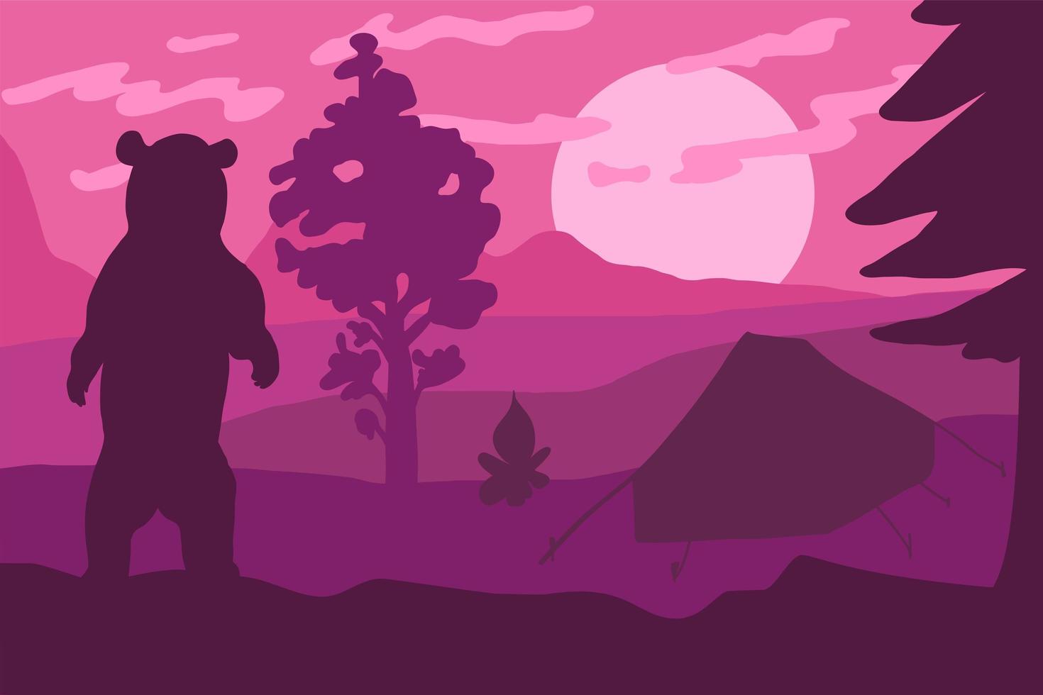 orso silhouette in campo piatto vettore illustrazione a colori