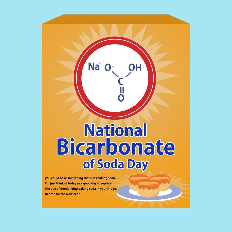 La giornata nazionale del bicarbonato di sodio o bicarbonato di sodio riconosce un punto fermo della cucina di casa il 30 dicembre. vettore