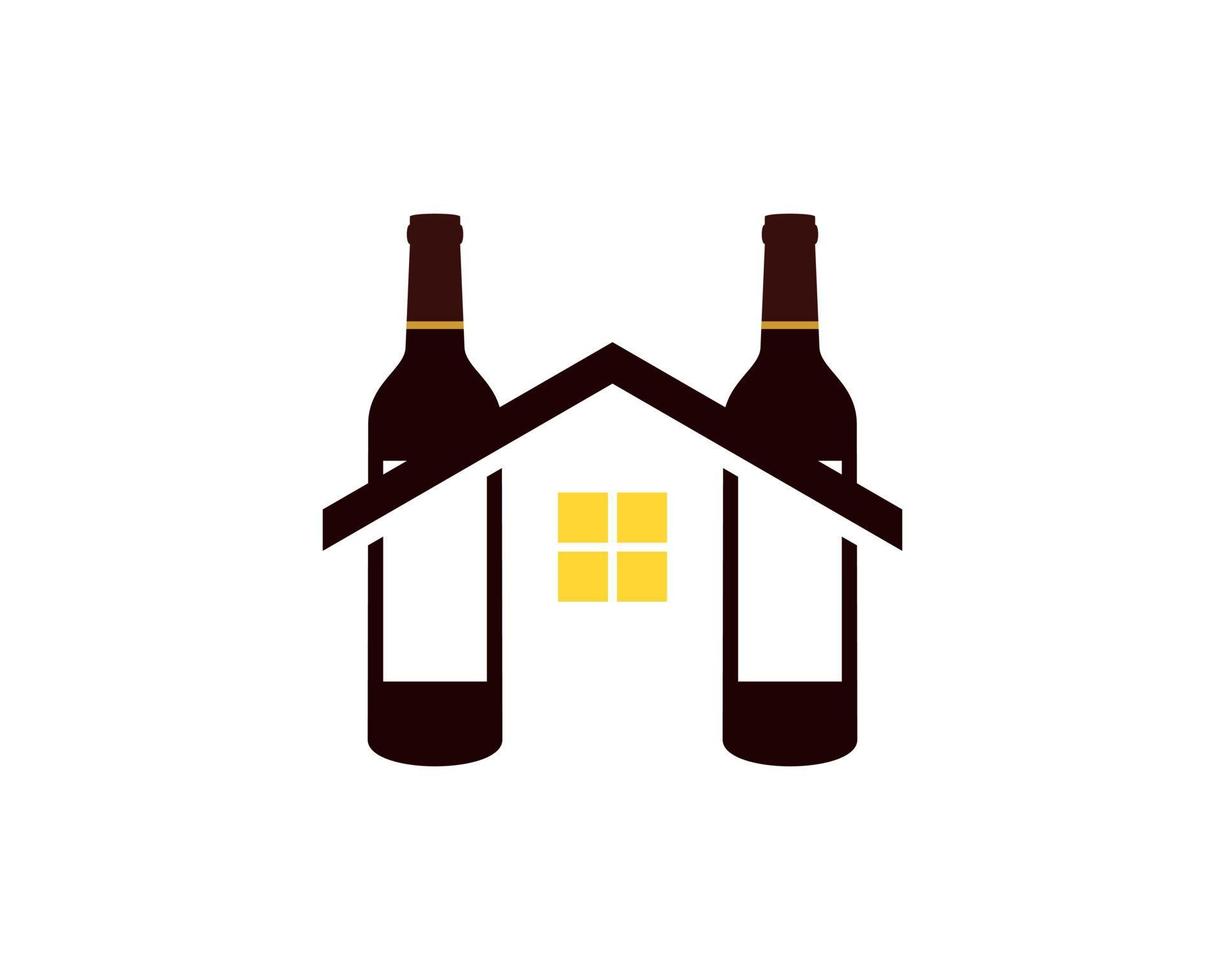 casa con due bottiglie di vino vettore