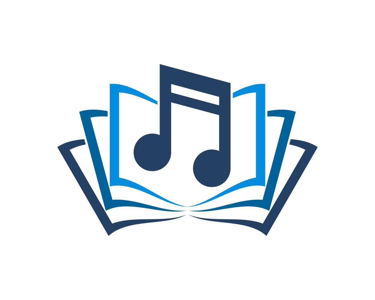 pagina del libro aperto con il logo del simbolo musicale vettore
