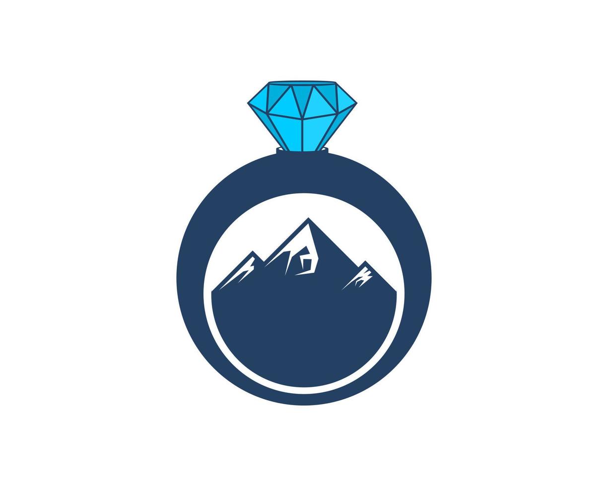 anello gioiello diamante con montagna all'interno vettore